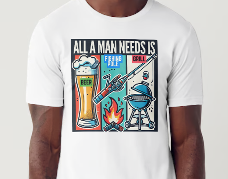 All a man needs is beer, a fishing pole and a grill.